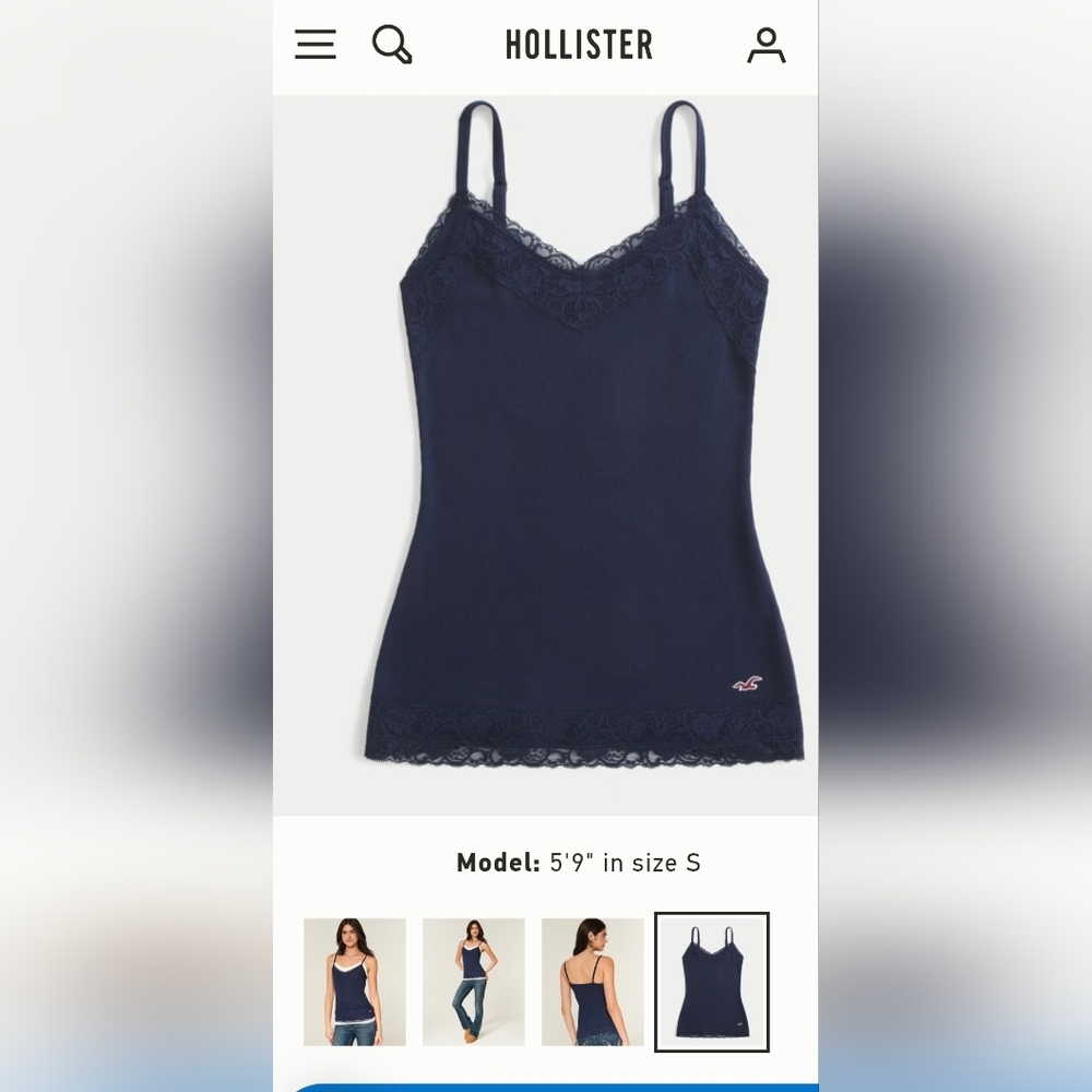 NWT Hollister Womens Lace Trim Layering Cami